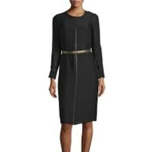 Elizabeth and James Annabelle Long-Sleeve Belted Dress Bronze Black 2